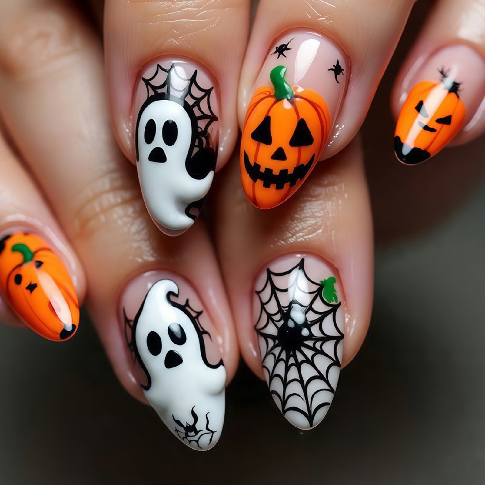 Nail Art Press On - 24pcs Halloween Press On Nails Ghost