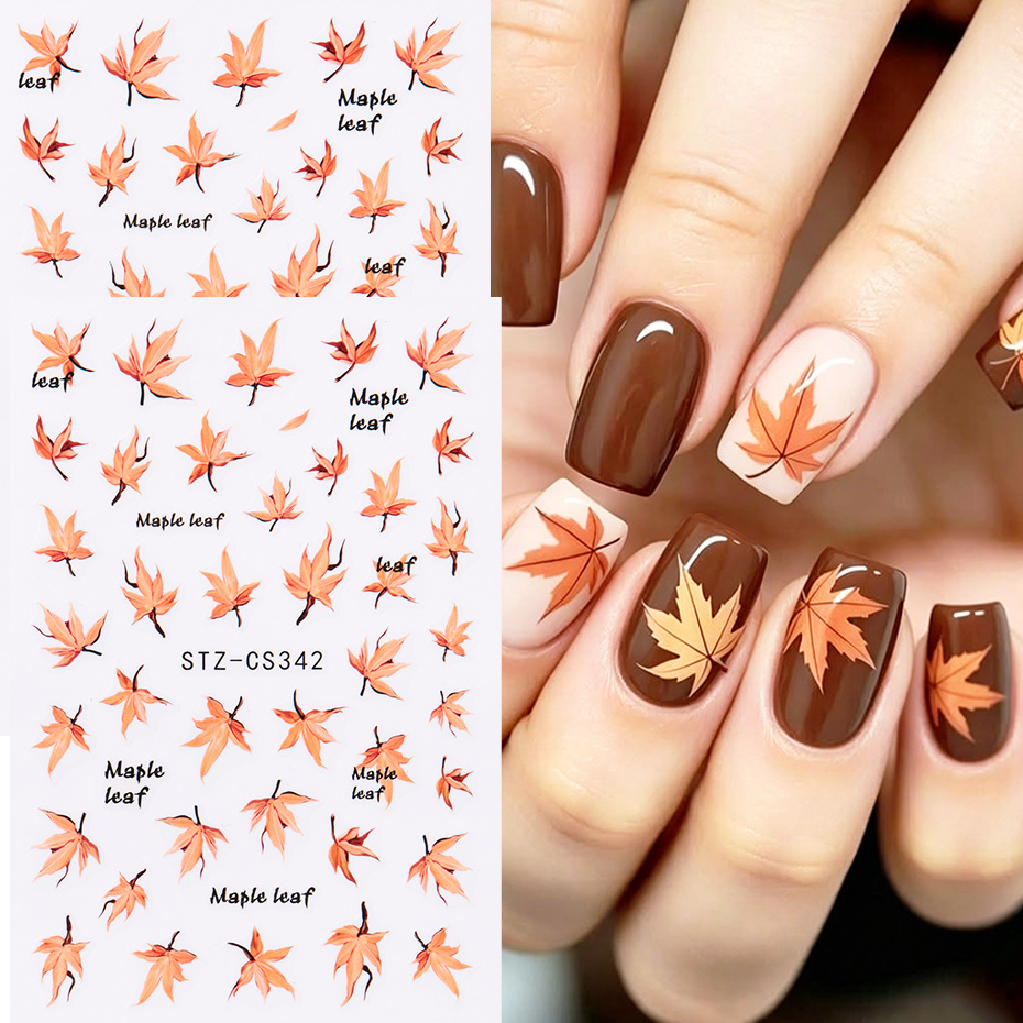 2pcs Watercolor Orange Red Map - Nail Art Orange ulasan dan harga