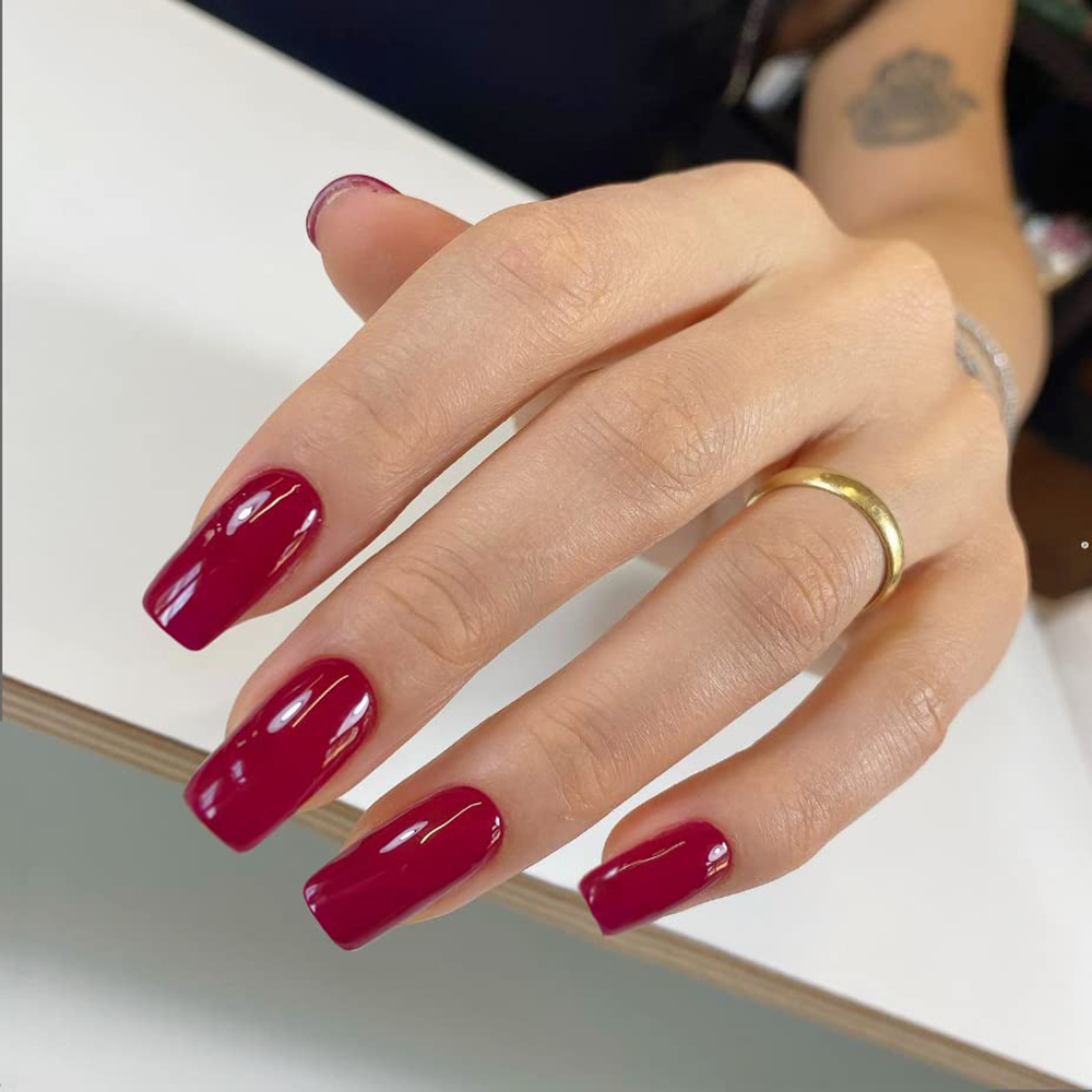 ARTAUG 24PCS Short Square Red  - Nail Art Pink ulasan dan harga