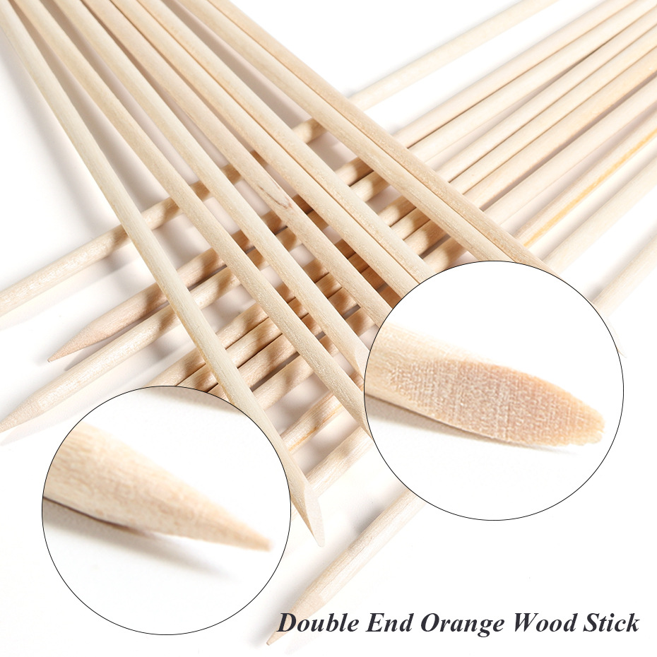 100pcs Wooden Cuticle Pusher R - Nail Art Orange ulasan dan harga