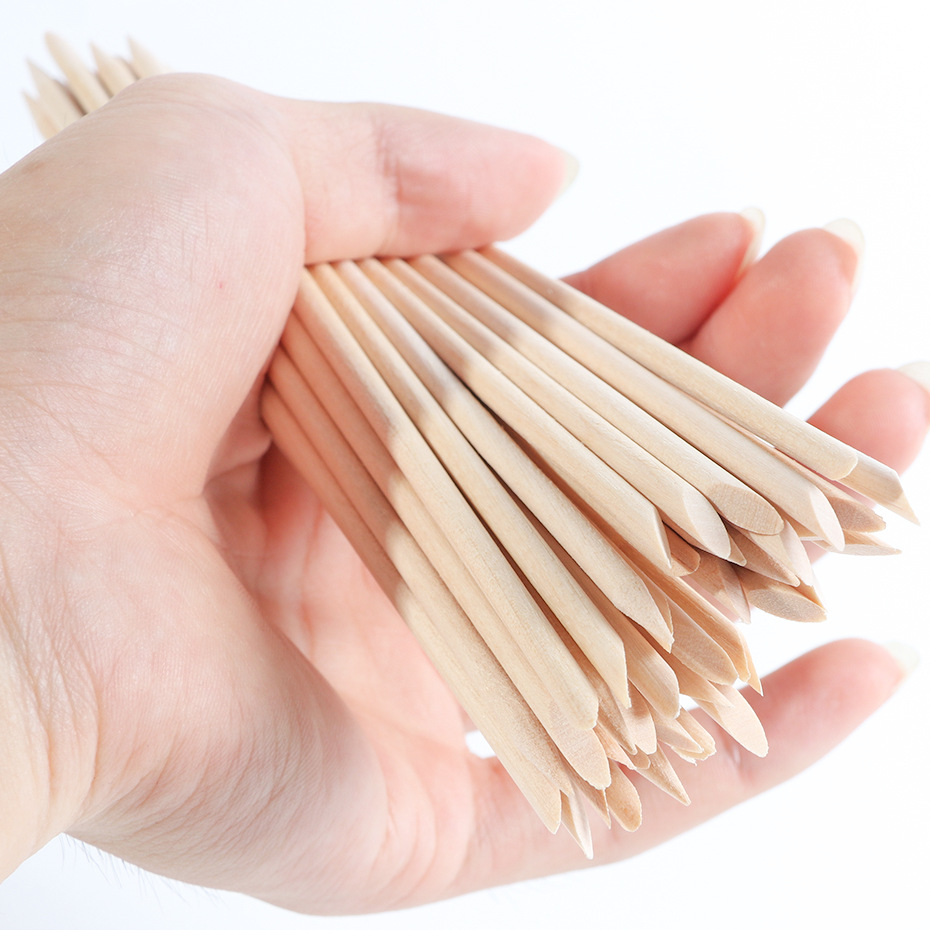 100pcs Wooden Cuticle Pusher R - Nail Art Orange ulasan dan harga