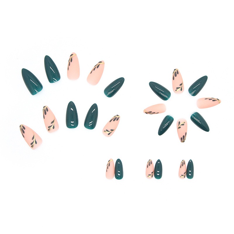 24P/Set Medium-length Almond P - Nail Art Pink ulasan dan harga