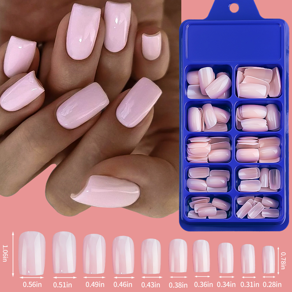 100/120pcs Pink White Press On - Nail Art Ombre ulasan dan harga