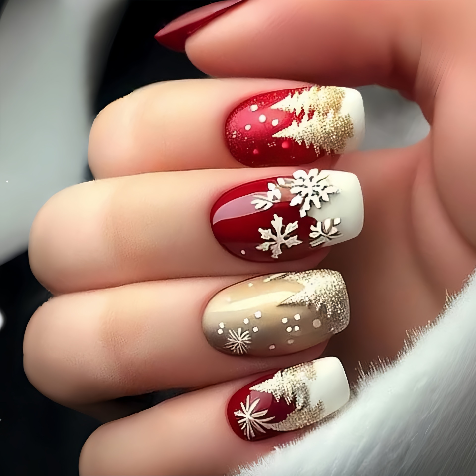 Medium fake nails for Christma - Nail Art Press On ulasan dan harga