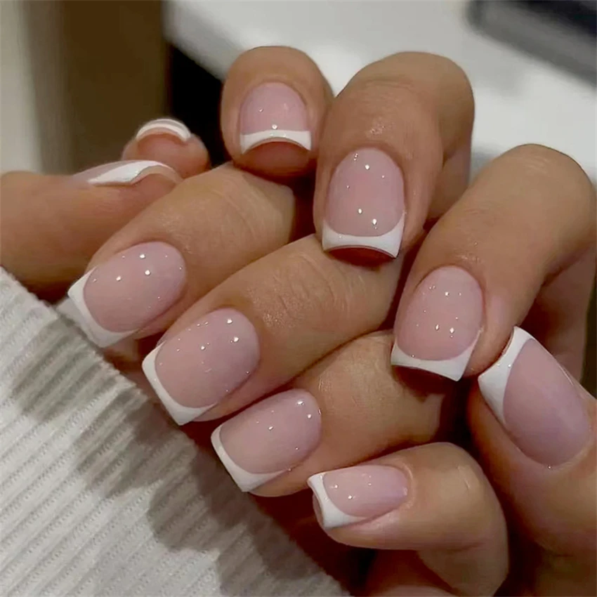 24Pcs/Set Short French Minimal - Nail Art Pink ulasan dan harga