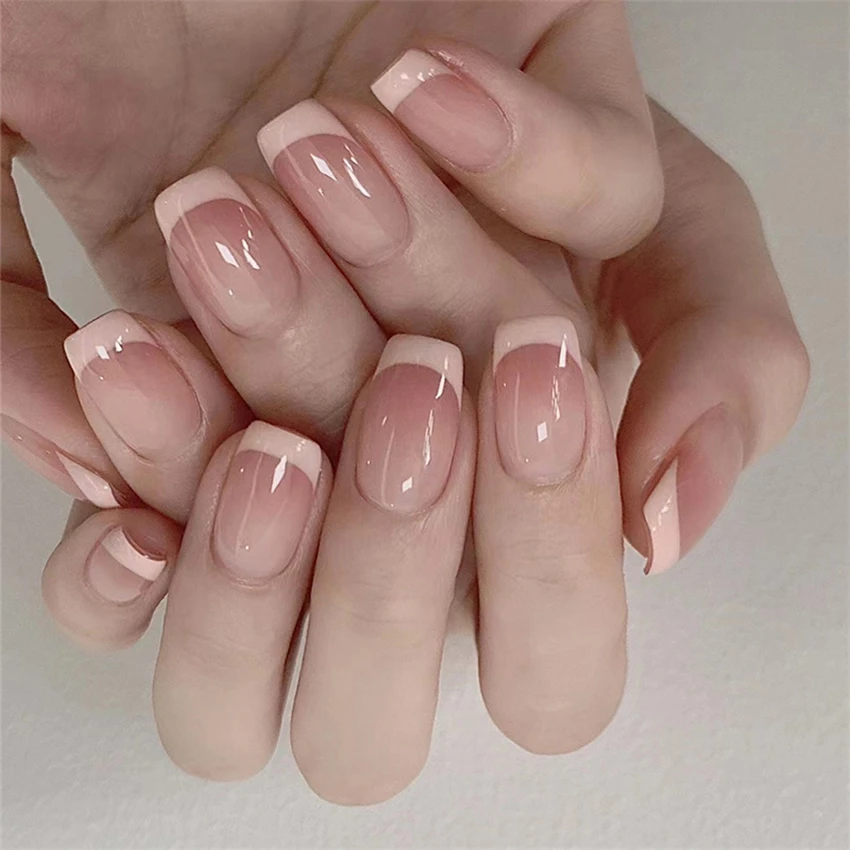 24Pcs/Set Short French Minimal - Nail Art Pink ulasan dan harga