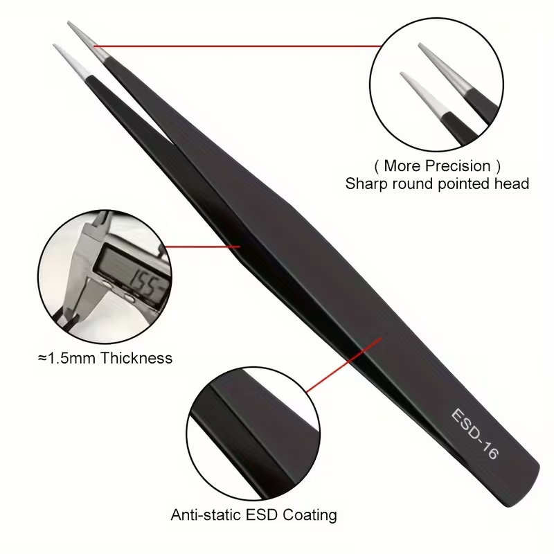 10Pcs Precision ESD Tweezers,  - Nail Art Ombre ulasan dan harga