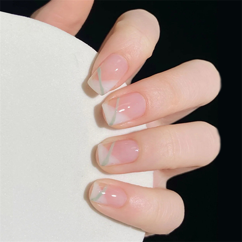 24Ps/Set Green Lattice Acrylic - Nail Art Pink ulasan dan harga