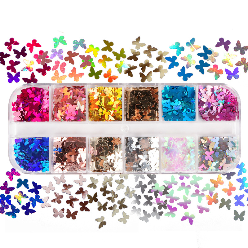 Mix Color Fluorescent Butterfl - Nail Art Ombre ulasan dan harga