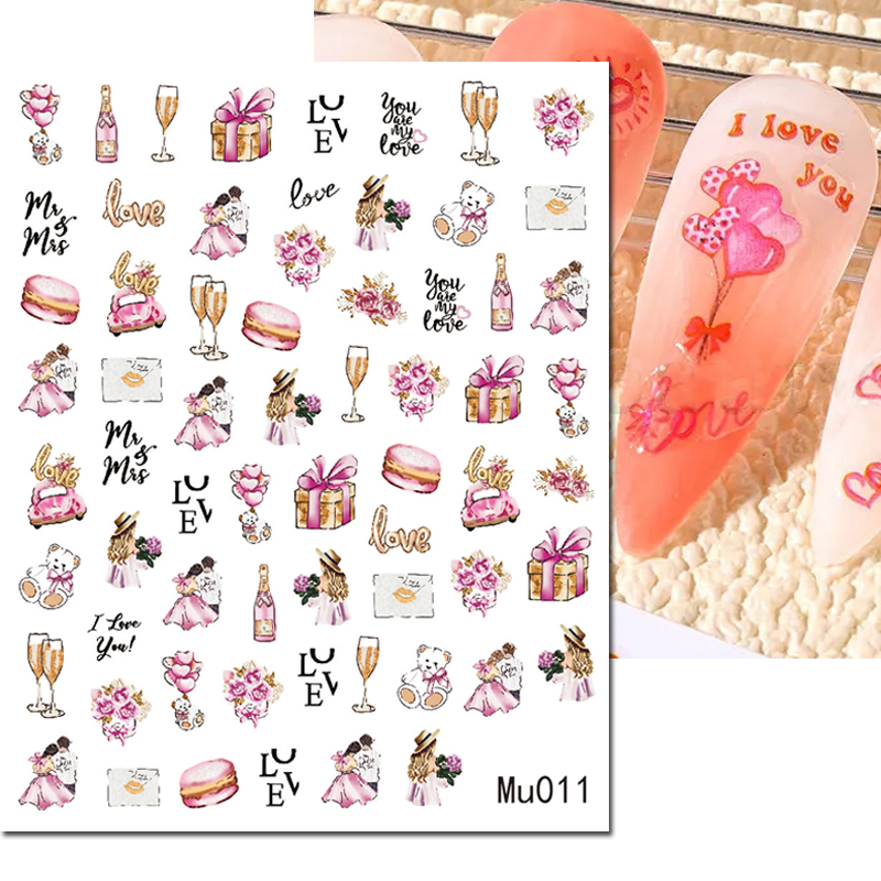 3d Nail Art Sliders Stickers V - Nail Art Valentines Day ulasan dan harga