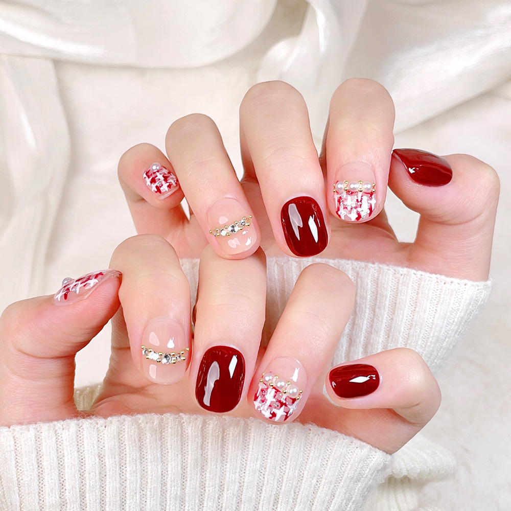 10pcs Short Square Round Handm - Nail Art Press On ulasan dan harga