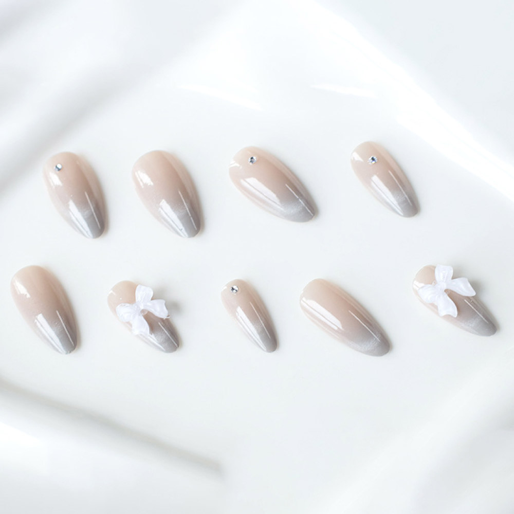24Pcs Almond Pure Press On Nai - Nail Art Press On ulasan dan harga