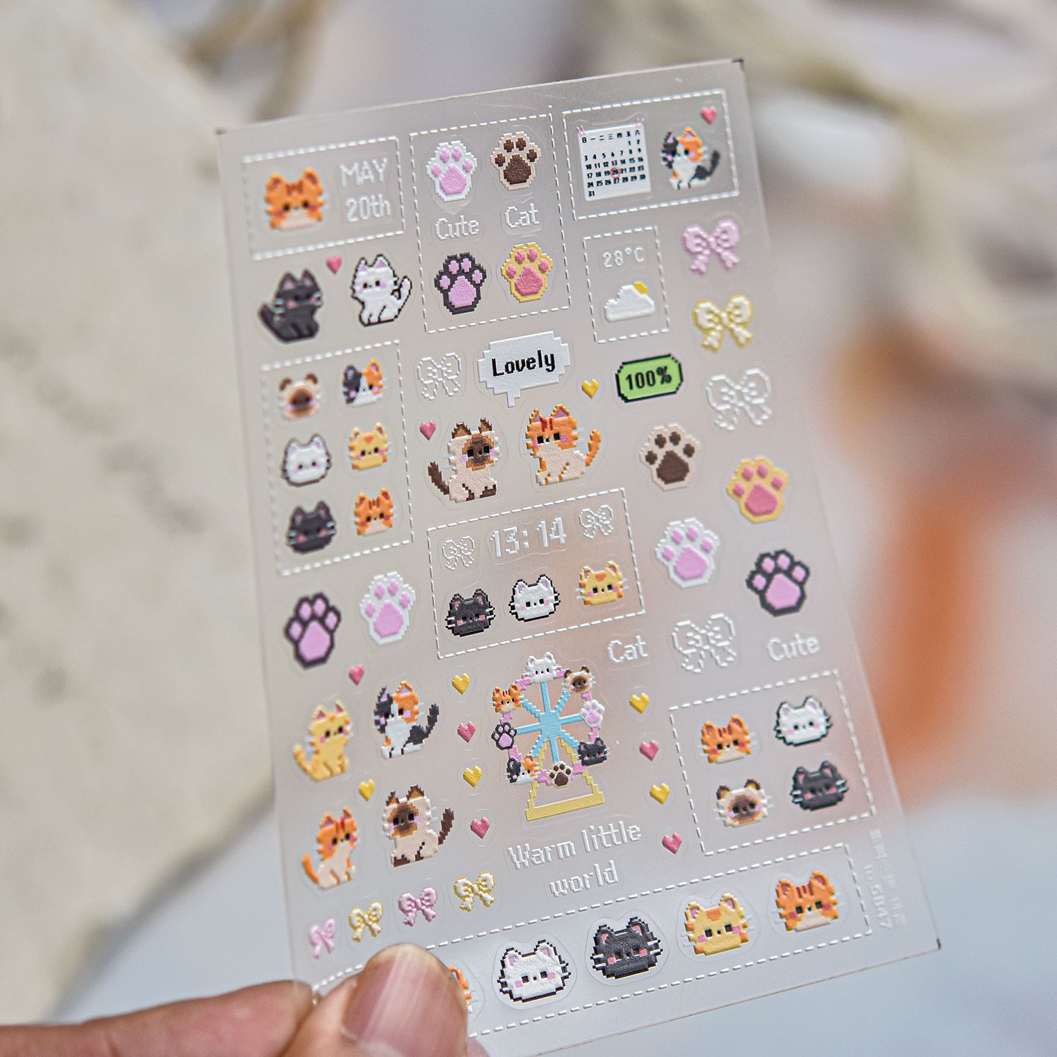 Cartoon Pixel Bead Cat Nail De - Nail Art Orange ulasan dan harga