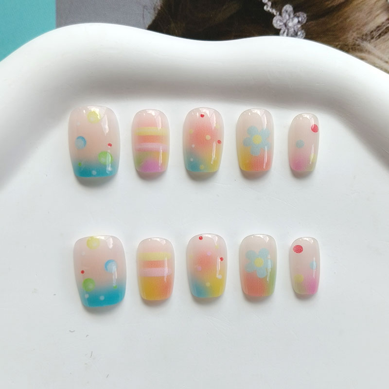 10Pcs Rainbow Bubble Gum Sweet - Nail Art Ombre ulasan dan harga