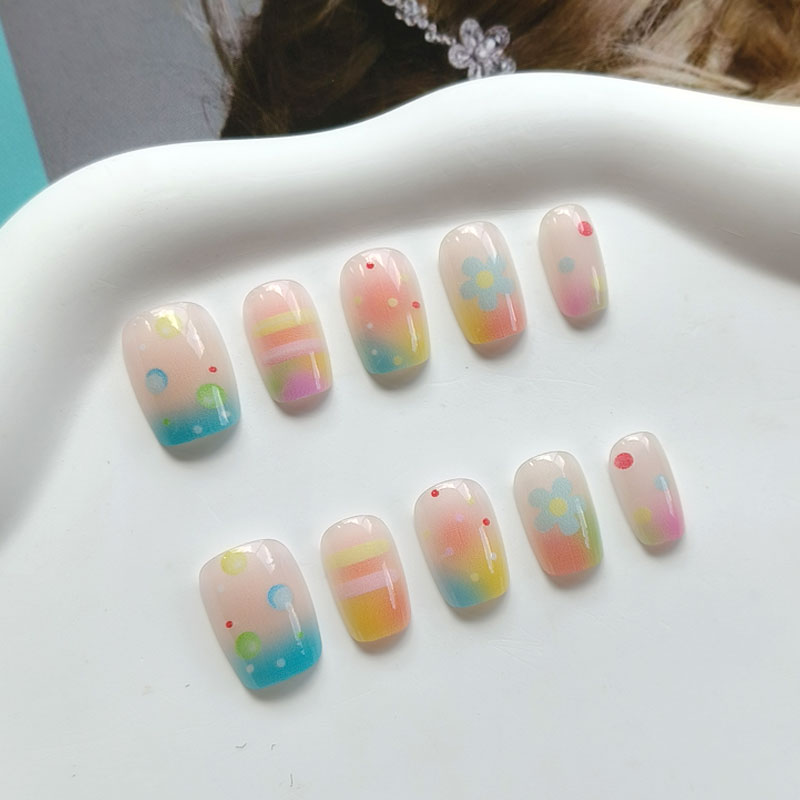 10Pcs Rainbow Bubble Gum Sweet - Nail Art Ombre ulasan dan harga