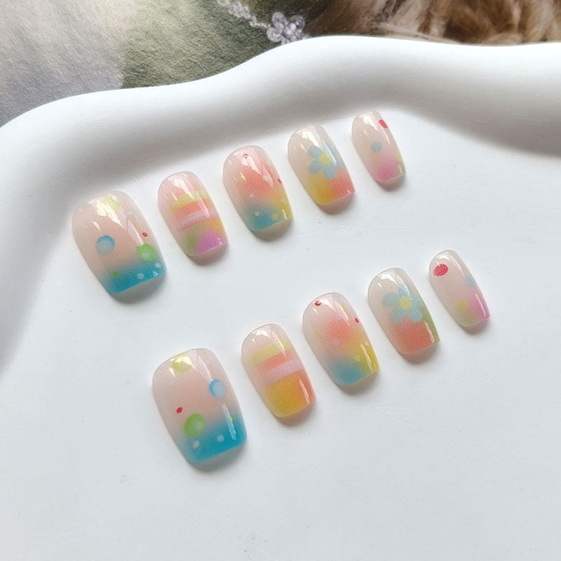 10Pcs Rainbow Bubble Gum Sweet - Nail Art Ombre ulasan dan harga